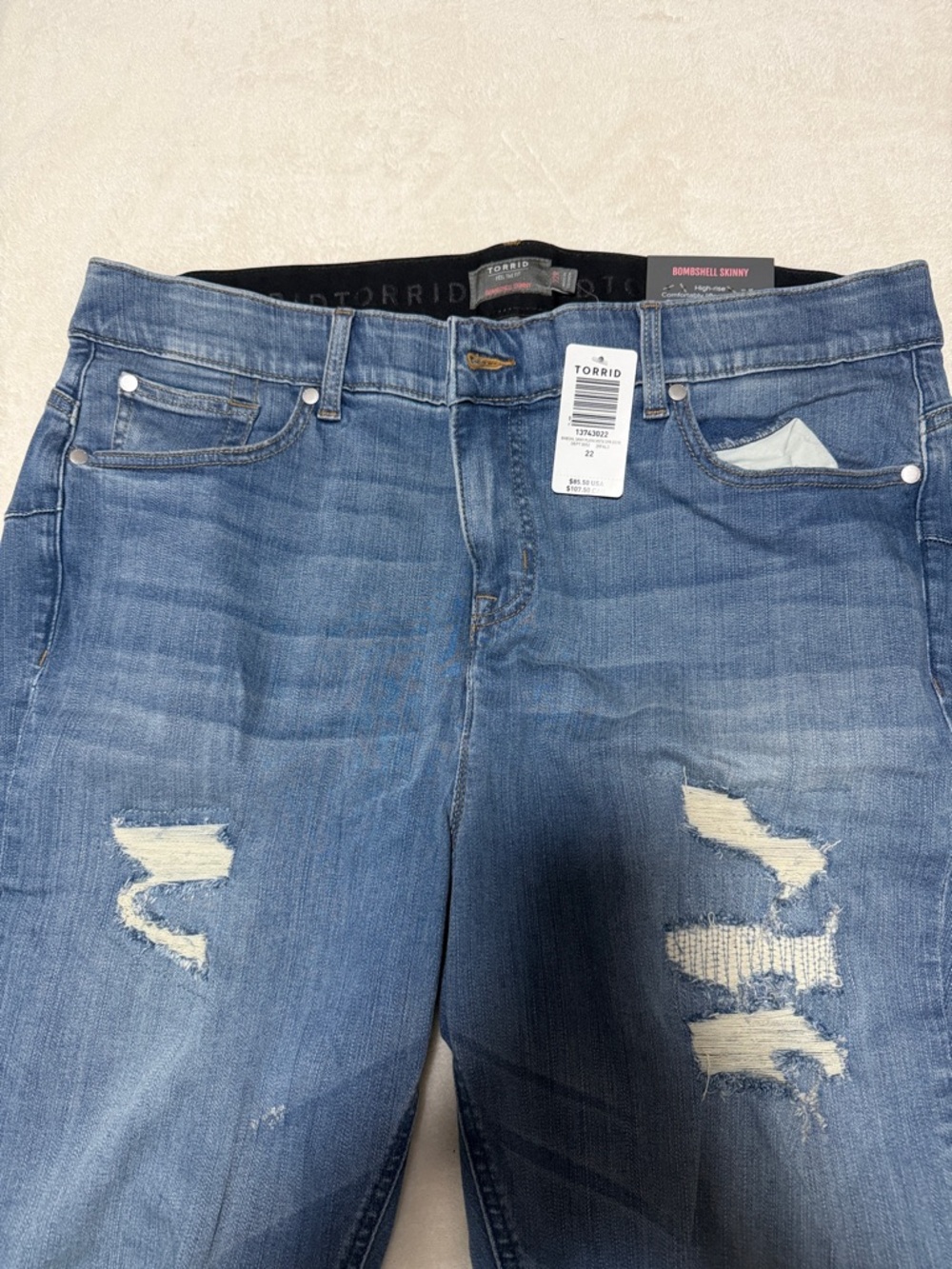 Torrid Washed Blue Distressed Skinny Jeans SIZE 22R